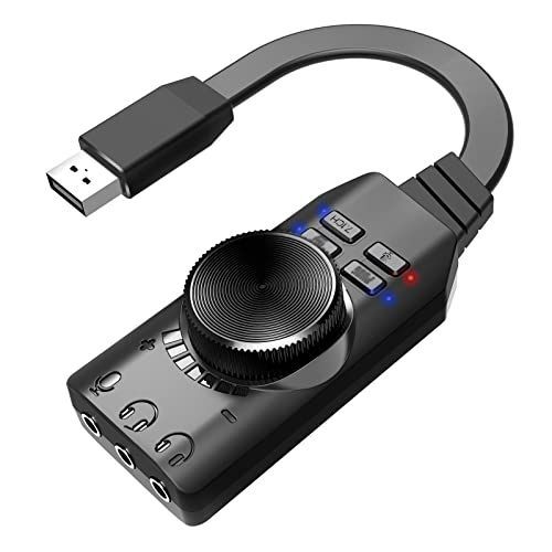 GS3 USB2.0外部サウンドカード仮想7.1チャンネルサウンドカードアダプタプラグアンドプレイヘッドフォンマイクジャックボリュームコントロールミュートマイクゲームサウンドエフェクトアッ