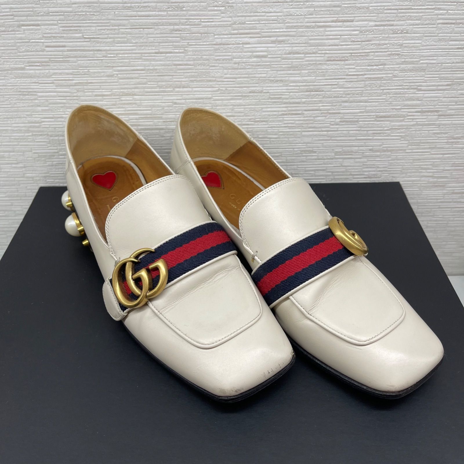 美品】GUCCI グッチ GGマーモント ウェブライン フェイクパール