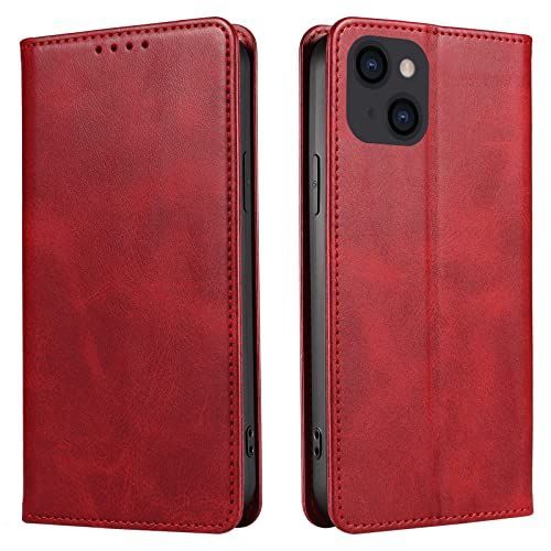 iPhone14_レッド iPhone14 ケース iPhone 14 ケース イフォン14 ケース スマホケース 手帳型 携帯カバー レザー 耐衝撃 軽量 着脱しやすい 放熱性 マグネット式 カード収納 スタンド機能 iphone ケース14