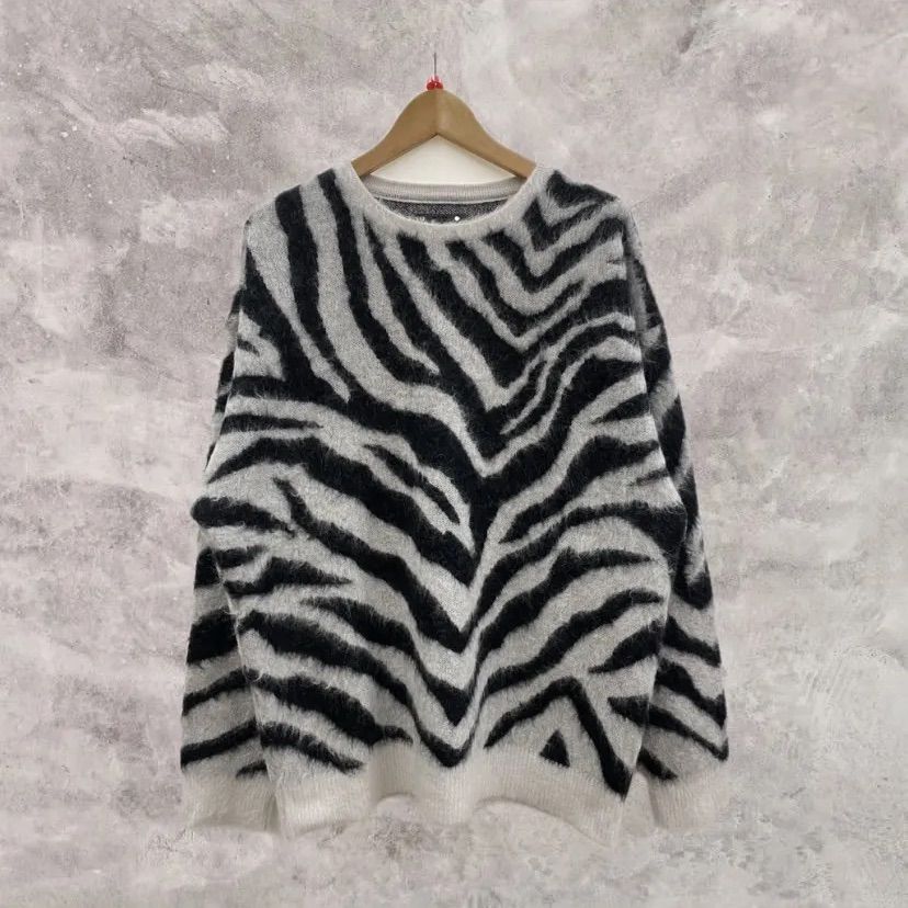67.MINEDENIM Zebra Mohair Knit Crewneck Pullover - メルカリ