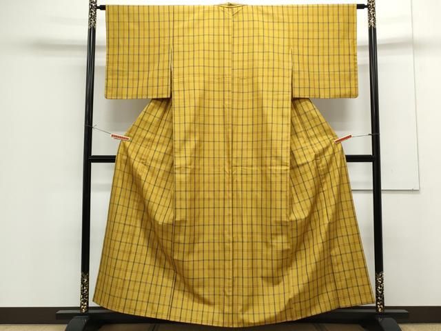 平和屋着物●本場黄八丈　綾織　紬　格子文　正絹　逸品　CAAS9214th 平和屋着物○本場黄八丈 綾織 紬 格子文 正絹 逸品 CAAS9214th - メルカリ