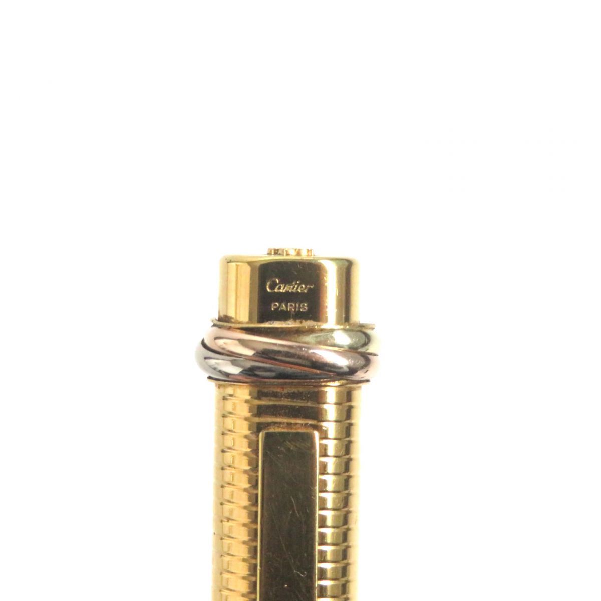 Cartier - 良品▼Cartier カルティエ トリニティ ヴィンテージ ボーダー柄 キャップ式 ボールペン ゴールド フランス製 良品▽Cartier カルティエ トリニティ ヴィンテージ ボーダー柄