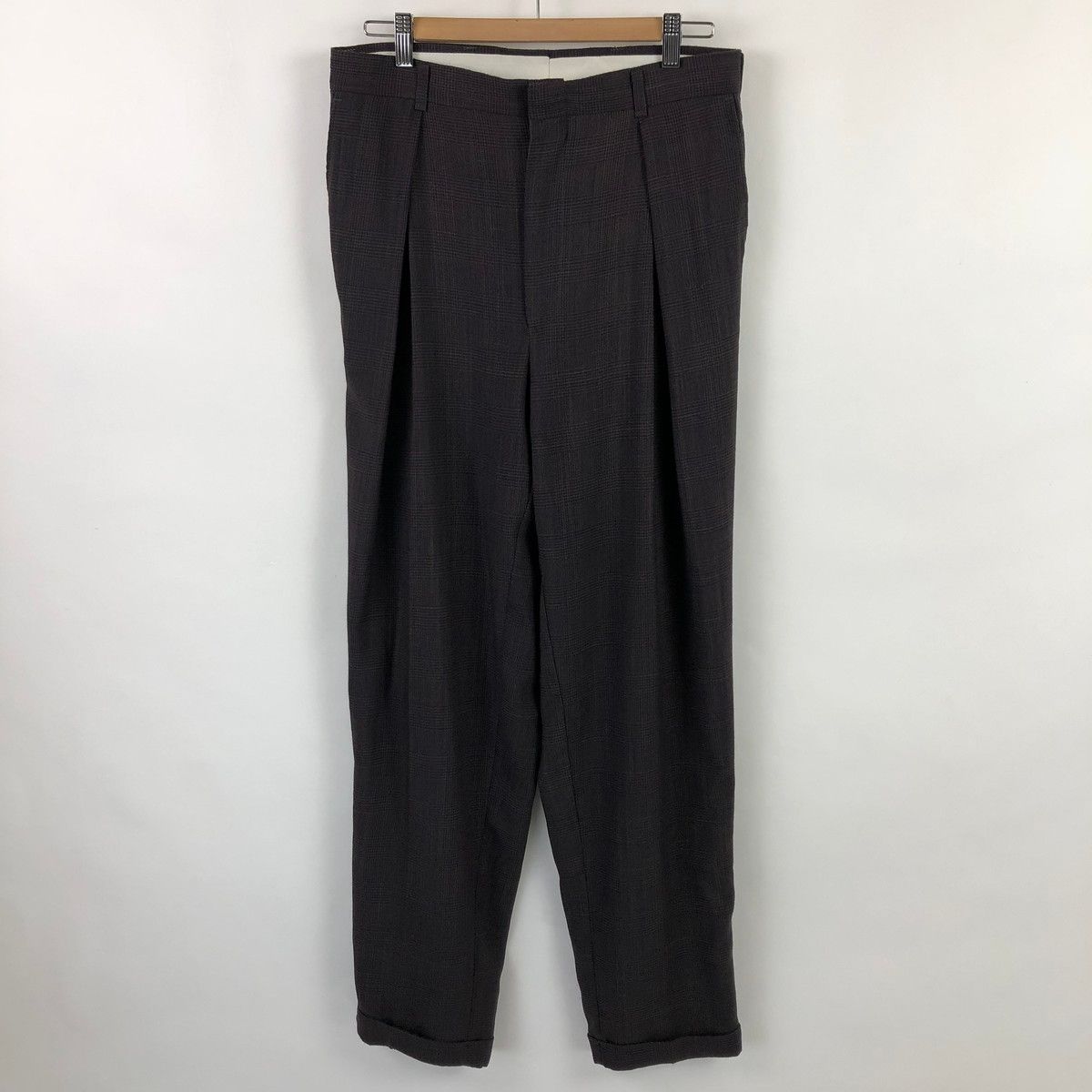 TOUCH U･S･A スラックス 2タック ドレスパンツ チェック パープル系 メンズW32 n022654