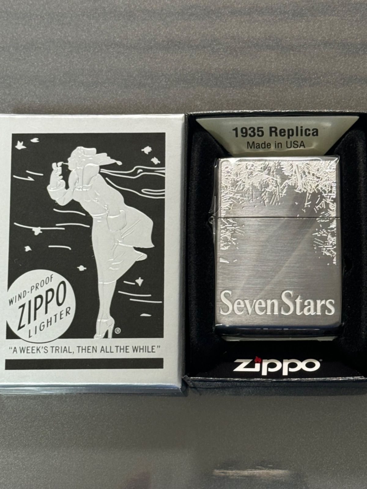 zippo Seven Stars SPIRIT SHARP MIND セブンスター 1935レプリカ 2023年製 限定品 七連星 外ヒンジ 懸賞当選 品 特殊加工品 両面刻印 デットストック ケース 保証書 当選通知書 - メルカリ