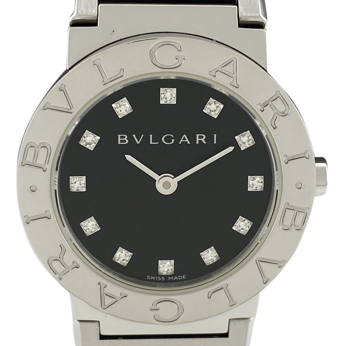 ブルガリ BVLGARI ブルガリブルガリ 12Pダイヤ BB26SS 腕時計 SS ダイヤモンド クォーツ ブラック レディース 【中古】