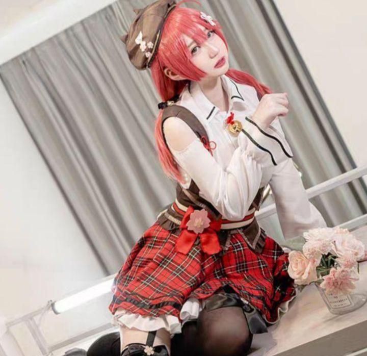 Amazon.co.jp: [HAOJEE]さくらみこコスプレ衣装 桜巫女 私服