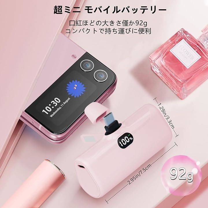 LUCKYDUO モバイルバッテリー 5000mAh Type-Cコネクター内蔵 直接充電