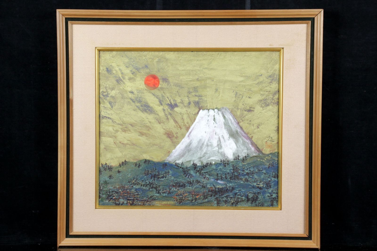 加山又造、【青富士】、希少な額装用画集より、新品額装付、状態良好 加山又造 「日の富士」 肉筆日本画20号 百貨店シール 富士山 風景画 唐