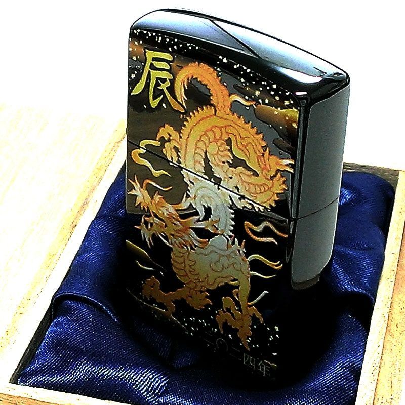 ZIPPO ジッポ ライター 辰 和柄 黒チタン 龍 2024年 干支 令和6年