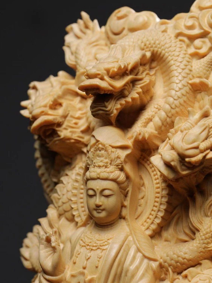 仏教美術　木彫　観音像　仏像　置物　重さ約10.3㎏　N　R5098C 仏教美術木彫観音像仏像置物重さ約10.3㎏NR5098C