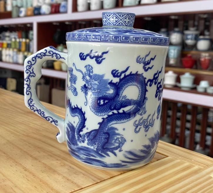 青花竜纹茶碗 濾過器 蓋椀 中国茶器 茶器 景徳鎮 飲茶食器