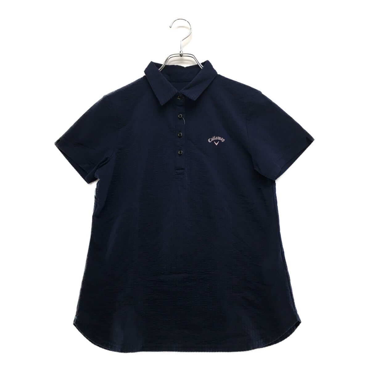 Callaway - coco 中古 キャロウェイ Callaway レディース 半袖ポロシャツ L 紺 ネイビー サッカー生地 シンプル 中古 レディース キャロウェイ Callaway 半袖ポロシャツ L 紺