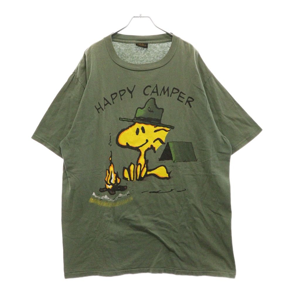 VINTAGE (ヴィンテージ) 90s VINTAGE SNOOPY スヌーピー ハッピーキャンパー プリント半袖Tシャツ カットソー グリーン