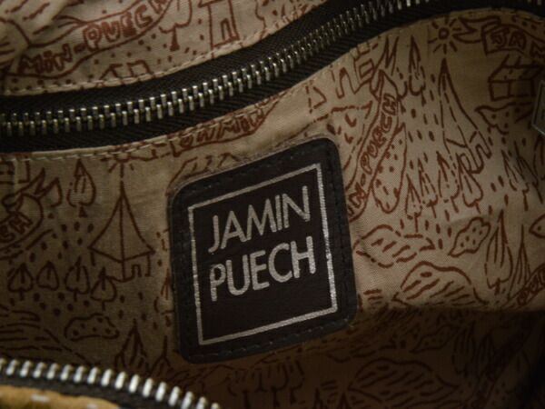 ジャマンピュエッシュ Jamin Puech ハンドバッグ レザー×ウール ビーズ