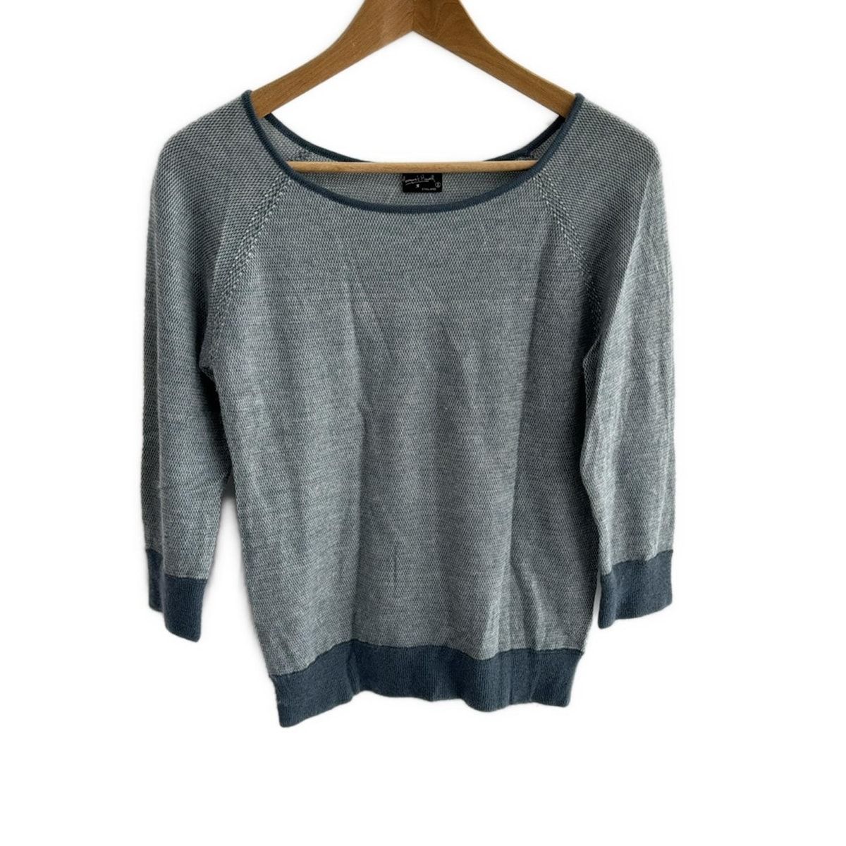 MargaretHowell マーガレットハウエル 七分袖セーター サイズ2 M レディース - ブルーグレー×白 カシミヤ