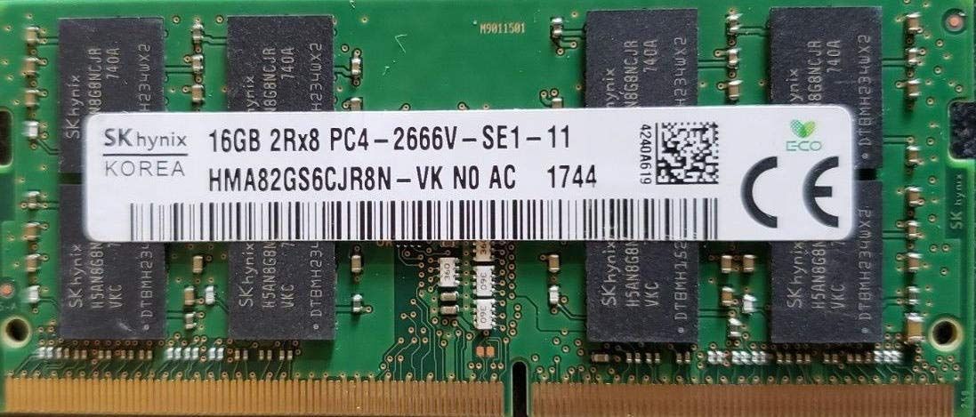 純正 OEM 16GB ノートパソコン Ram HMA82GS6CJR8N-VK 16GB 1X16GB PC4-21300 DDR4-2666MHz ノンECCアンバッファード CL19 260ピン SoDimm 1.2V シングルランク ノートパソコ