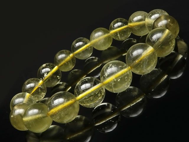 鑑別書付き】リビアンデザートグラス 丸玉ブレス 12～13mm No.6【1点