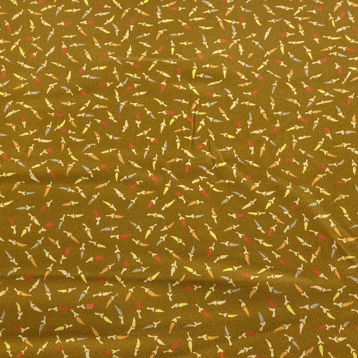 反物 秀品 小紋 東京小紋 唐辛子 黄土色 正絹