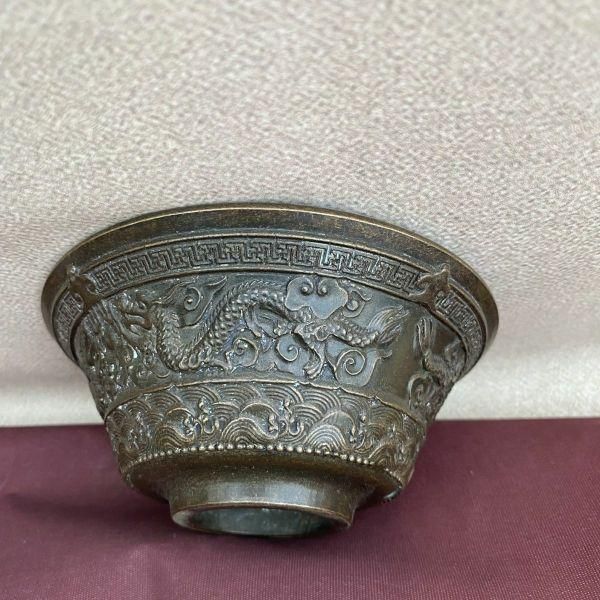銅細工 碗 双龍戯珠碗 装飾 装飾品 工芸品 美術品 置物