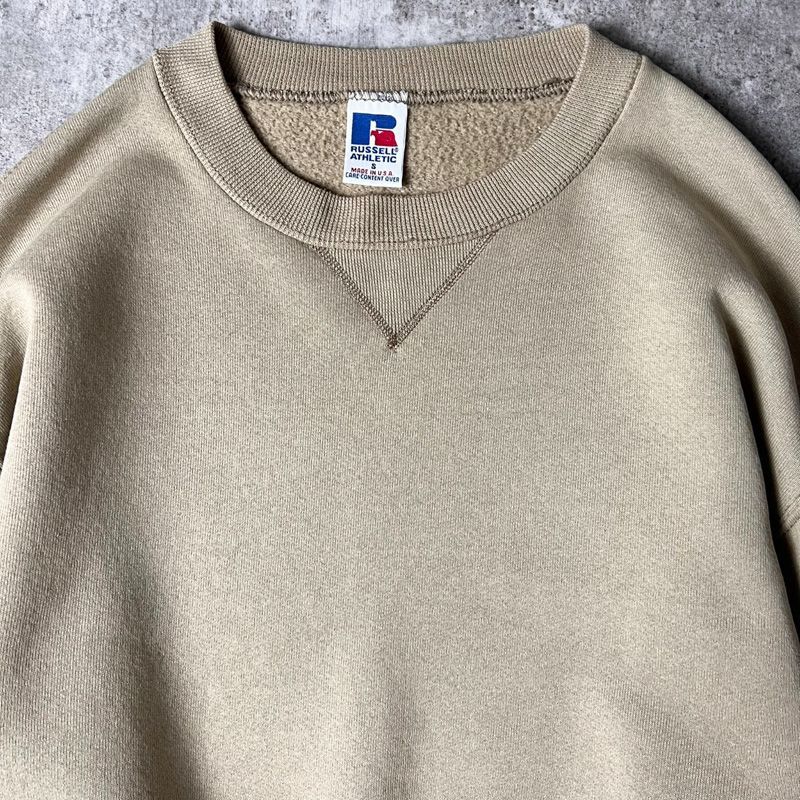90s USA製 RUSSELL 無地 前V スウェット トレーナー S / 90年代