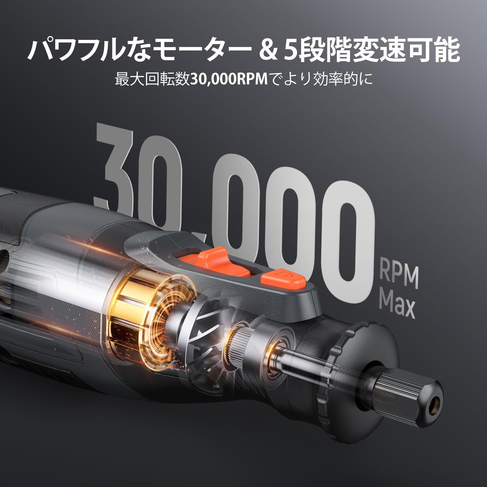 新着商品】2500mAh充電式 8Vリューター コードレス 30000RPM高速回転 5段変速 ミニルーター 46種類アクセサリー LEDライト搭載  電動ハンドルーター DEPSTECH DIY創作用切断/カッティングガイド A1L - メルカリ