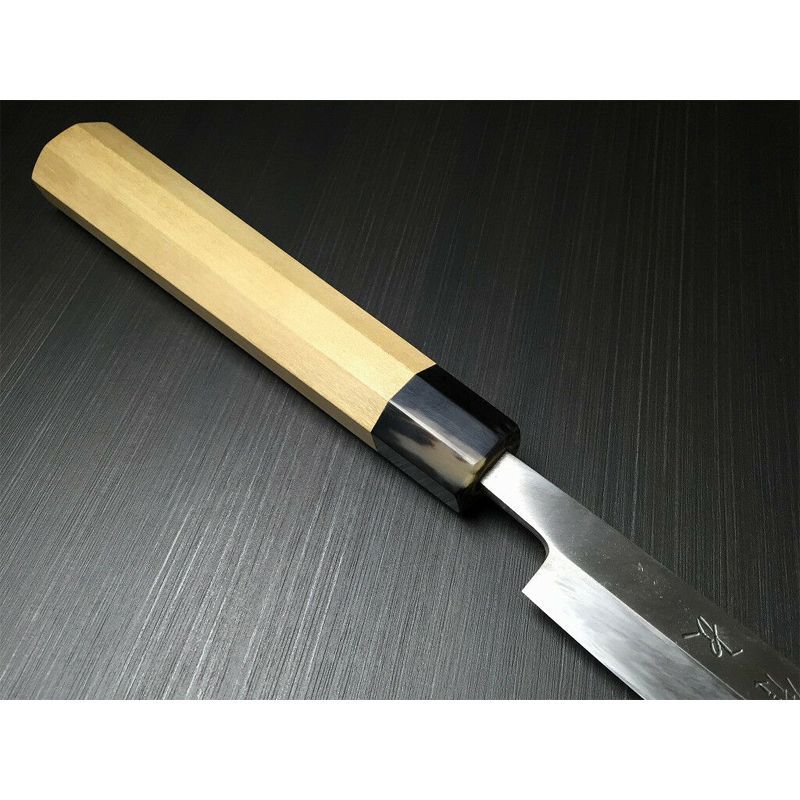 No.01295 包丁　和包丁　マグロ包丁　玉鋼　皆焼　乱紋　銘有　越前住下坂 No.01295 包丁 和包丁 マグロ包丁 玉鋼 皆焼 乱紋 銘有 越前住
