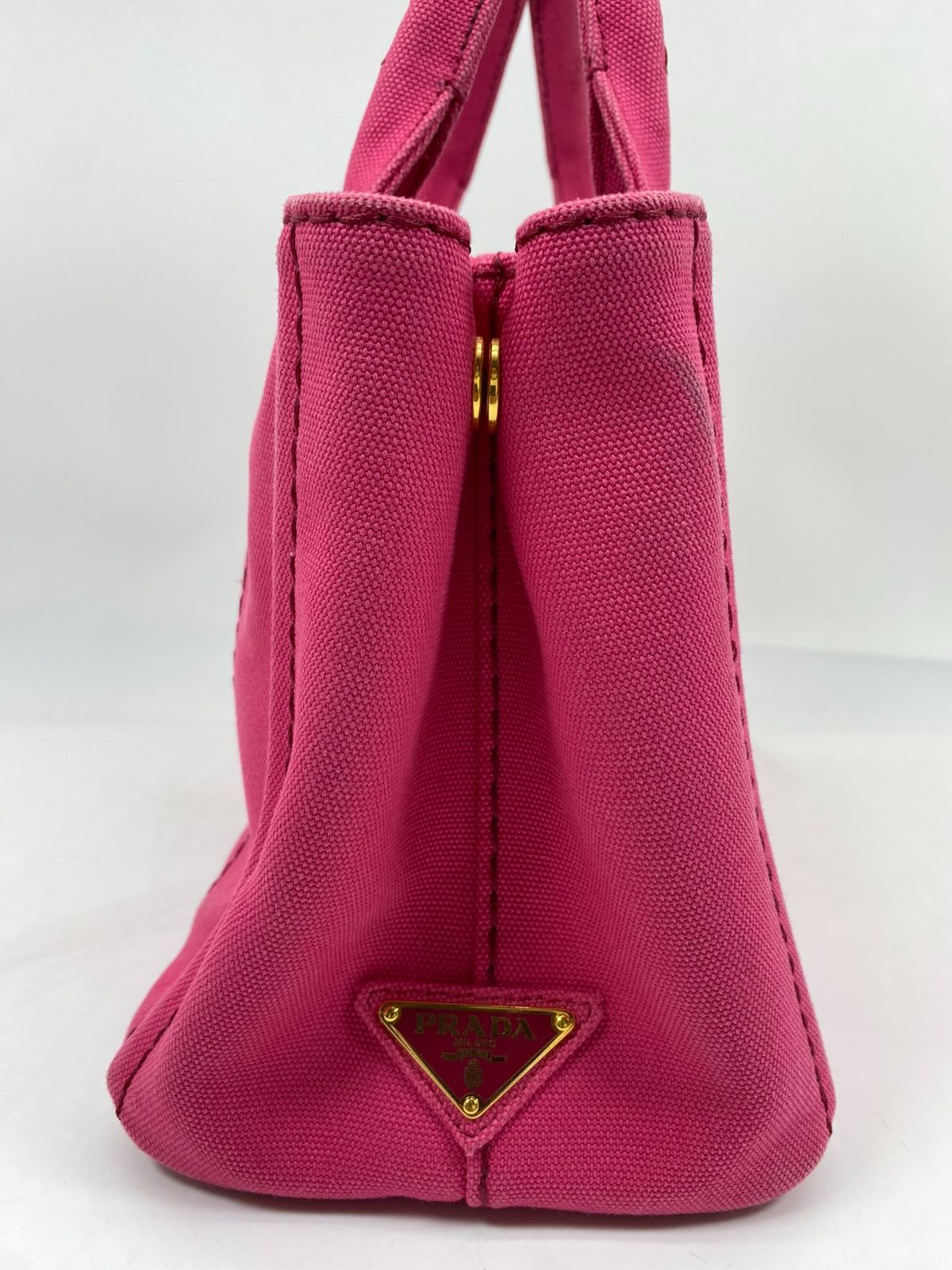 PRADA カナパ トートバッグ 三角ロゴ デニム Sサイズ 7254 PRADA】トートバッグ カナパ デニムバッグ 三角ロゴプレート
