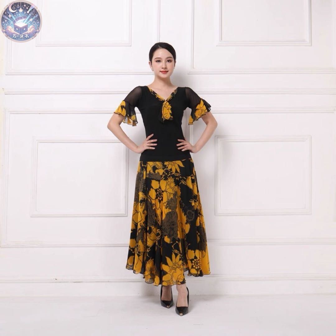 ♥ 花柄練習着トップス-スカート2点セット