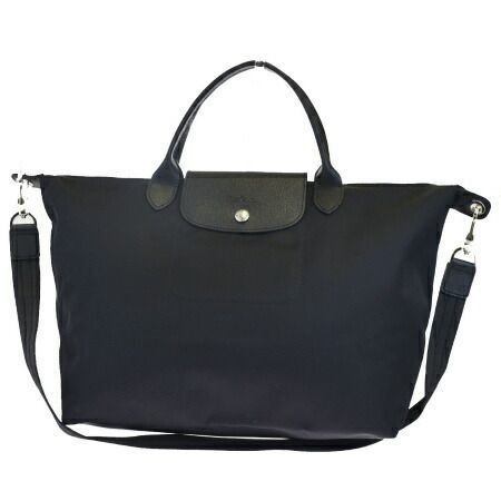 【中古】 超美品 ロンシャン LONGCHAMP トートバッグ ハンドバッグ ショルダーバッグ ブラック ナイロン レザー 01HC387