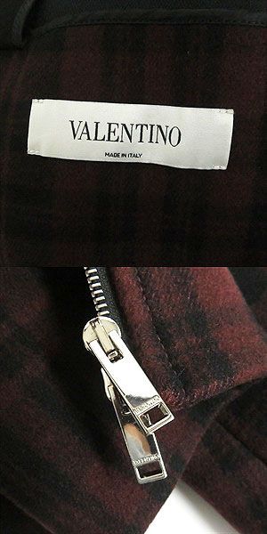 極美品□VALENTINO/ヴァレンティノ チェック柄 襟元ニット ウール ZIPUP ブルゾンジャケット ブラウン系 46 イタリア製 正規品 メンズ 極美品□VALENTINO/ヴァレンティノ チェック柄 襟元ニット ウール