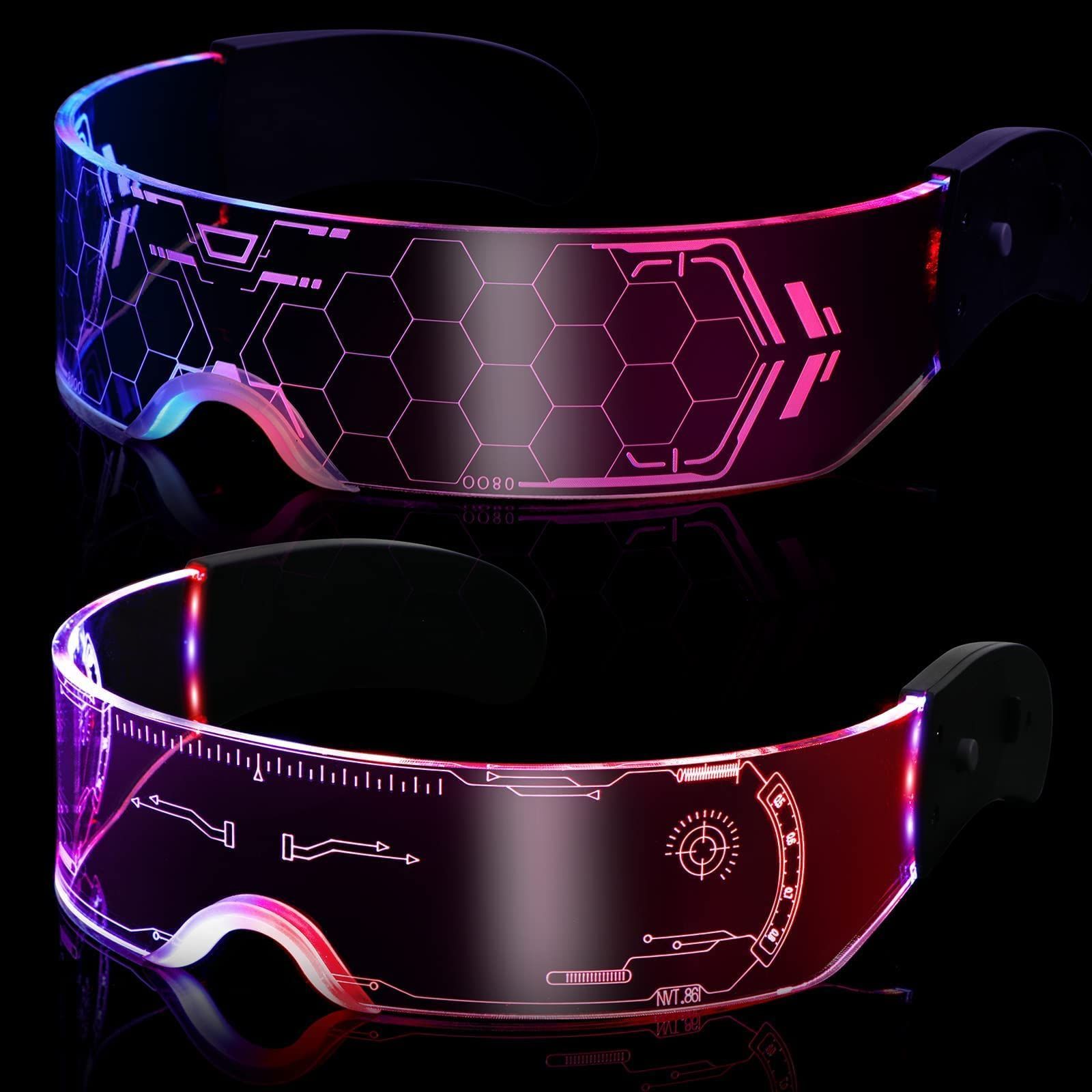 【在庫限り】光る メガネ 未来 7色 LEDグラス おもしろめがね サイバーパンク パーティーグラス コスプレ おめん サングラス ミライのメガネ [Jinnal] 面白メガネ 撮影用小道具 光るグラス 11モ