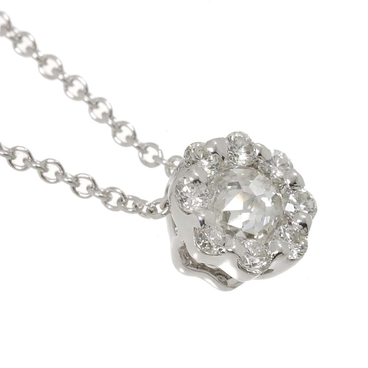 ダイヤ 0.17ct/0.14ct ネックレス 41cm K18 WG ホワイトゴールド 750  