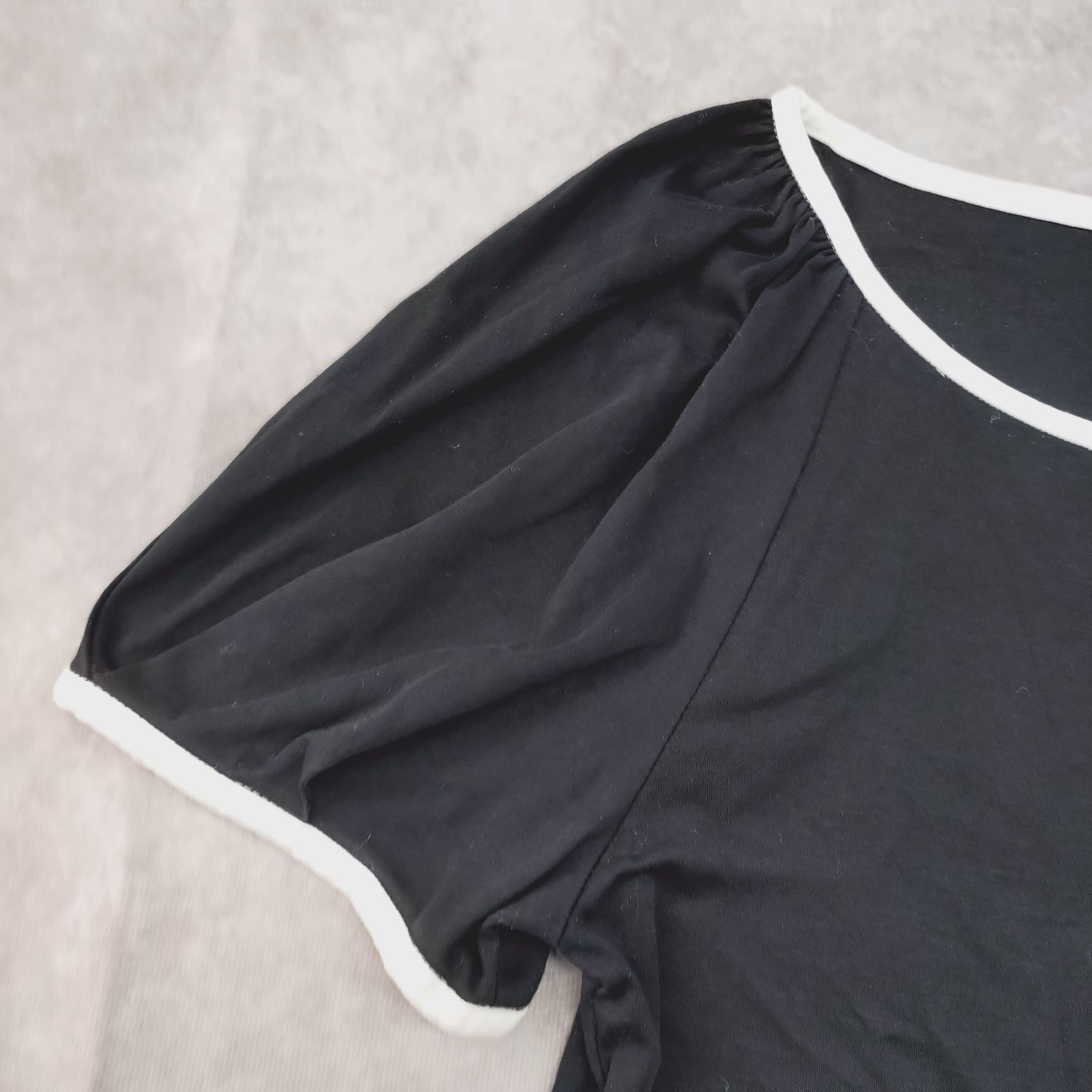Ms Gracy 黒 半袖Tシャツ リボン付き M'S GRACY 38 サイズ カットソー Tシャツ リボン 刺繍 チュール