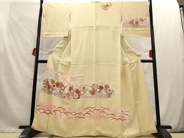 平和屋着物▽訪問着 単衣 霞文 正絹 逸品 AAAZ9120fy