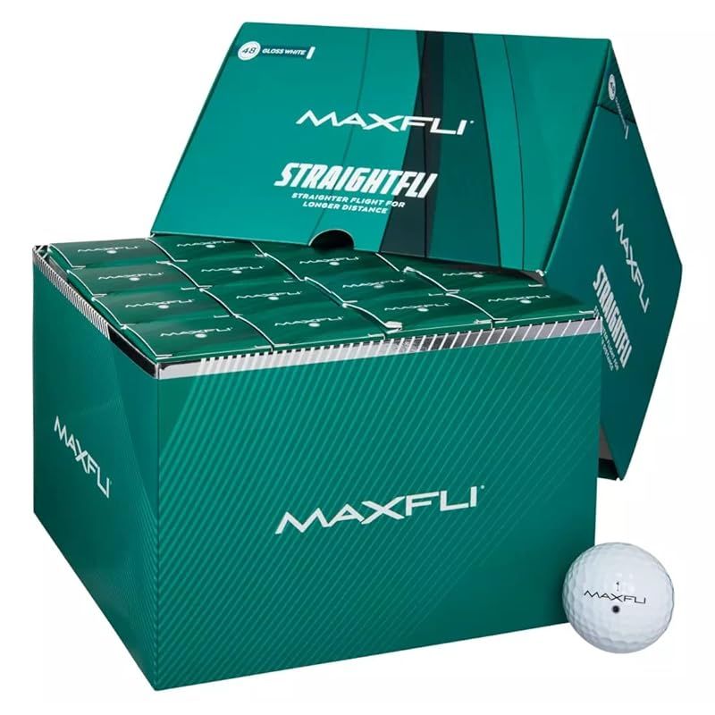Maxfli マックスフライ 2025 Straightfli ストレートフライ Gloss White Golf Balls ゴルフボール 2025年モデル - 48 Pack 4ダース 48個 1