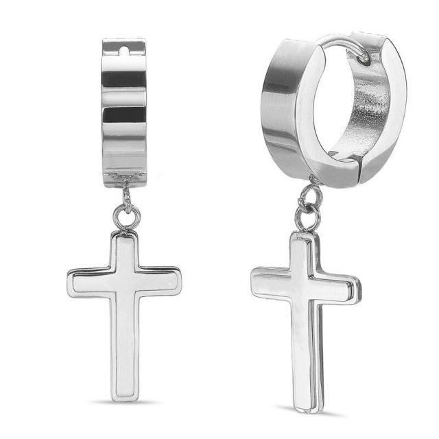 送料無料 リンクス メンズ ピアス イヤリング アクセサリー Men s LYNX Ion Over Stainless Steel Cross Hoop Earrings Stainless