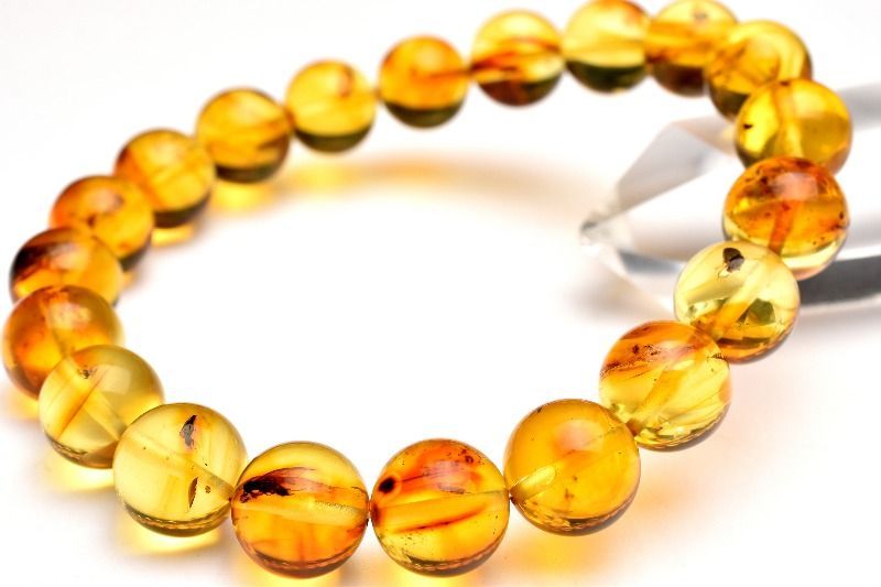 ドミニカ産虫入りブルーアンバー1｜ファインミネラル＆ブレスレット