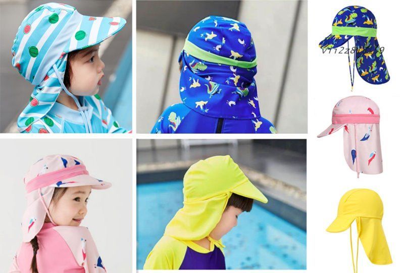 子供水泳帽子 日よけ スイムキャップ 子供 帽子 キッズ 女の子 可愛い UVカット つば付男の子  vii2z813159