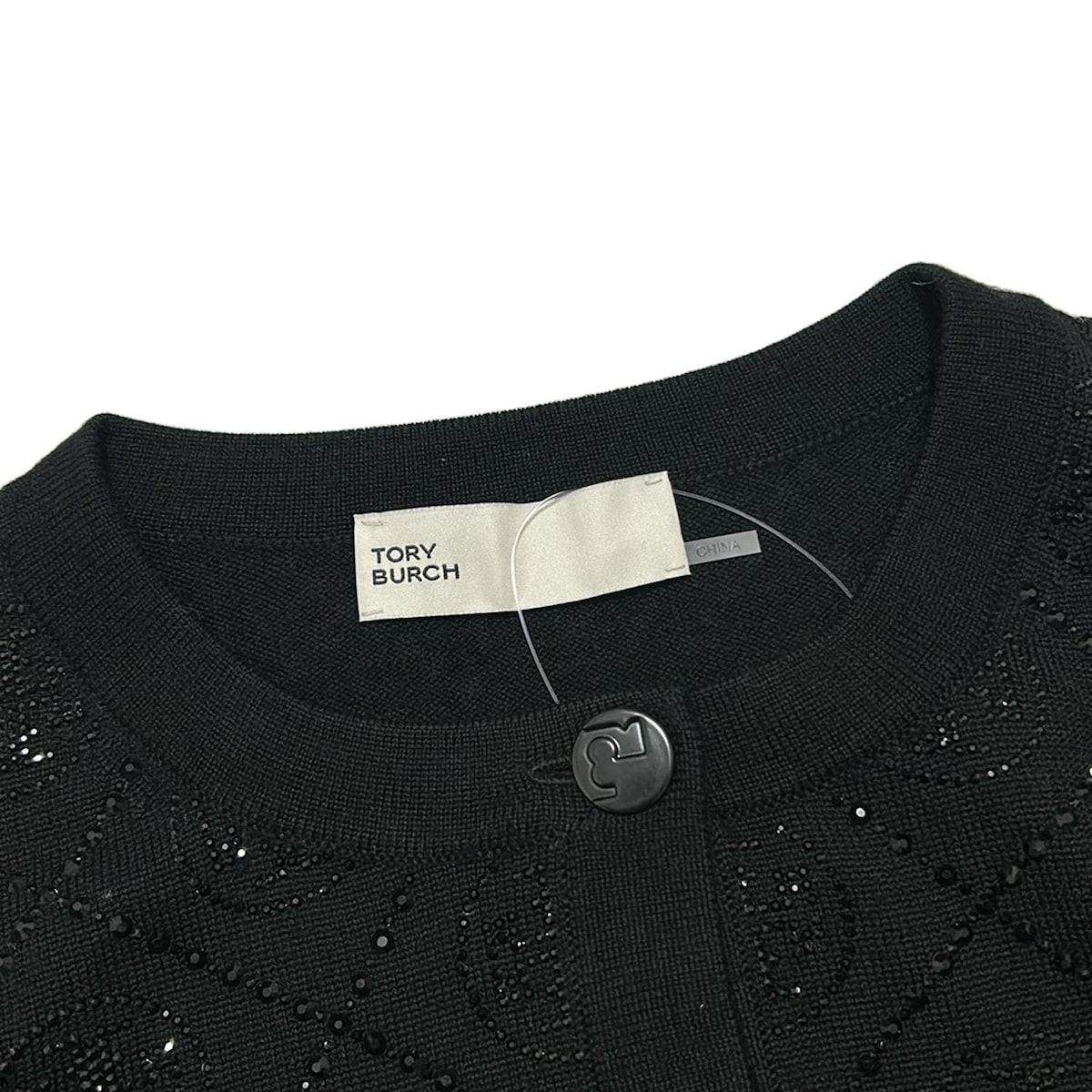TORY BURCH トリーバーチ カーディガン サイズS レディース - 黒 長袖 スパンコール sサイズ