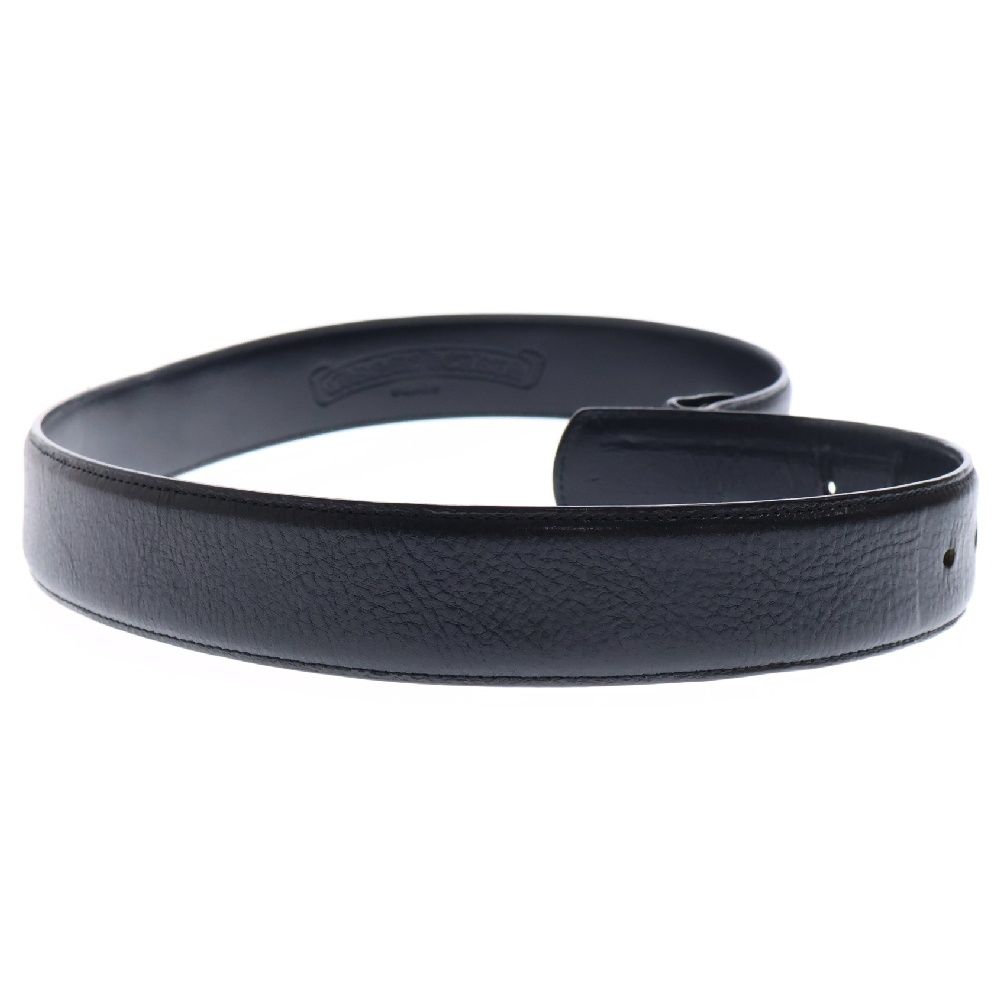 CHROME HEARTS クロムハーツ 1.5 STRAP 1.5inchスクロールラベルリベット レザーベルト ブラック CHROME HEARTS (クロムハーツ) 1.5 STRAP 1.5inchスクロールラベル