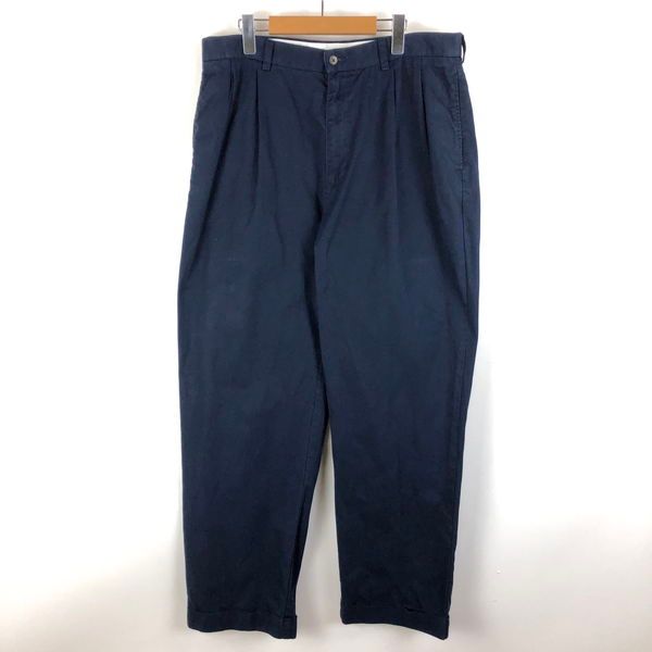 【古着】 RALPH LAUREN ラルフローレン チノパンツ ツータック テーパード HAMMOND PANT やや薄手 ネイビー系 メンズW35 【中古】 n057279