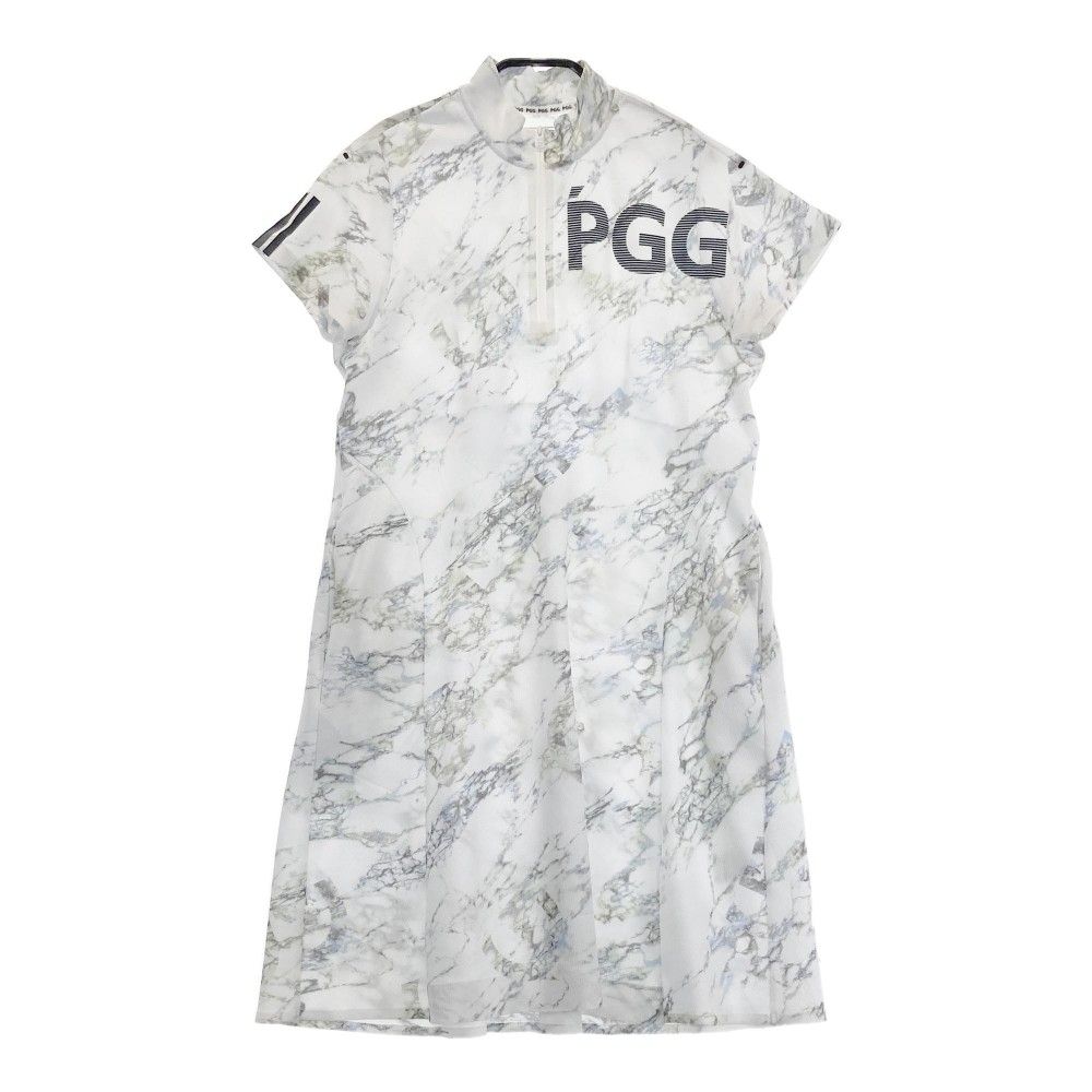 サイズ 1 PGG PEARLY GATES パーリーゲイツ 2025年モデル ハーフジップ 半袖ワンピース 総柄 ホワイト系 240101298849 ゴルフウェア レディース ストスト