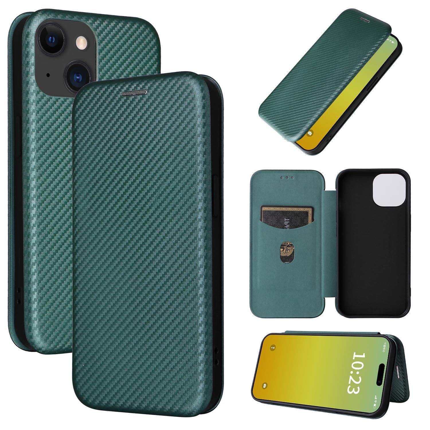 【人気商品】Pelanty iPhone 15 6.1´´ ケース 手帳型 炭素繊維調 iPhone15 携帯カバー iPhone 15 2023 ケース 軽量 薄型 財布型 カード収納 アップル アイフォン15 6.1インチ スマホケース マグネット ストラ
