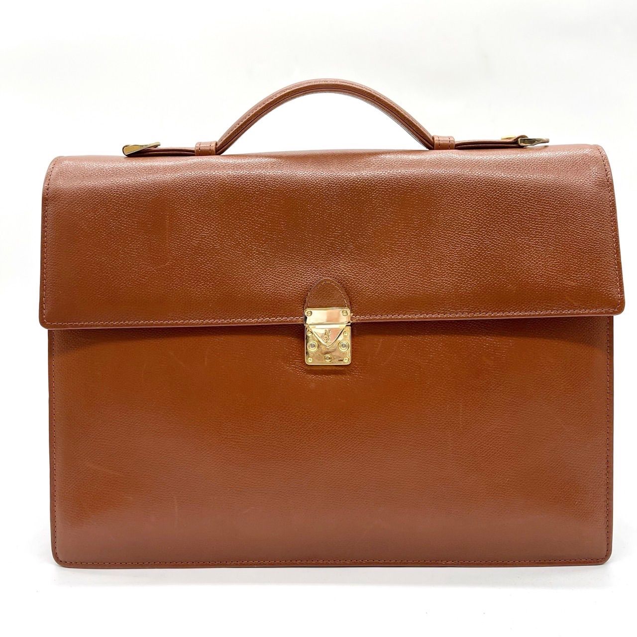 Yeves Saint Laurent イヴサンローラン ハンドバッグ トートバッグ ショルダーバッグ ビジネスバッグ YSL金具 レザー 革 ブラウン 茶色 ゴールド金具 A4収納 ユニセックス 男女兼用 メンズ レディース