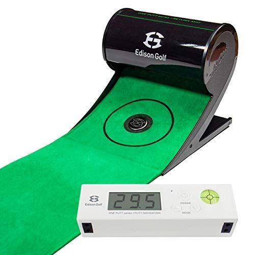夢のワンパットセット 室内で最長30Mのロングパット練習ができる夢のワンパットセット リターンマットとデジタル距離計のセット EDISONGOLF（エジソンゴルフ）
