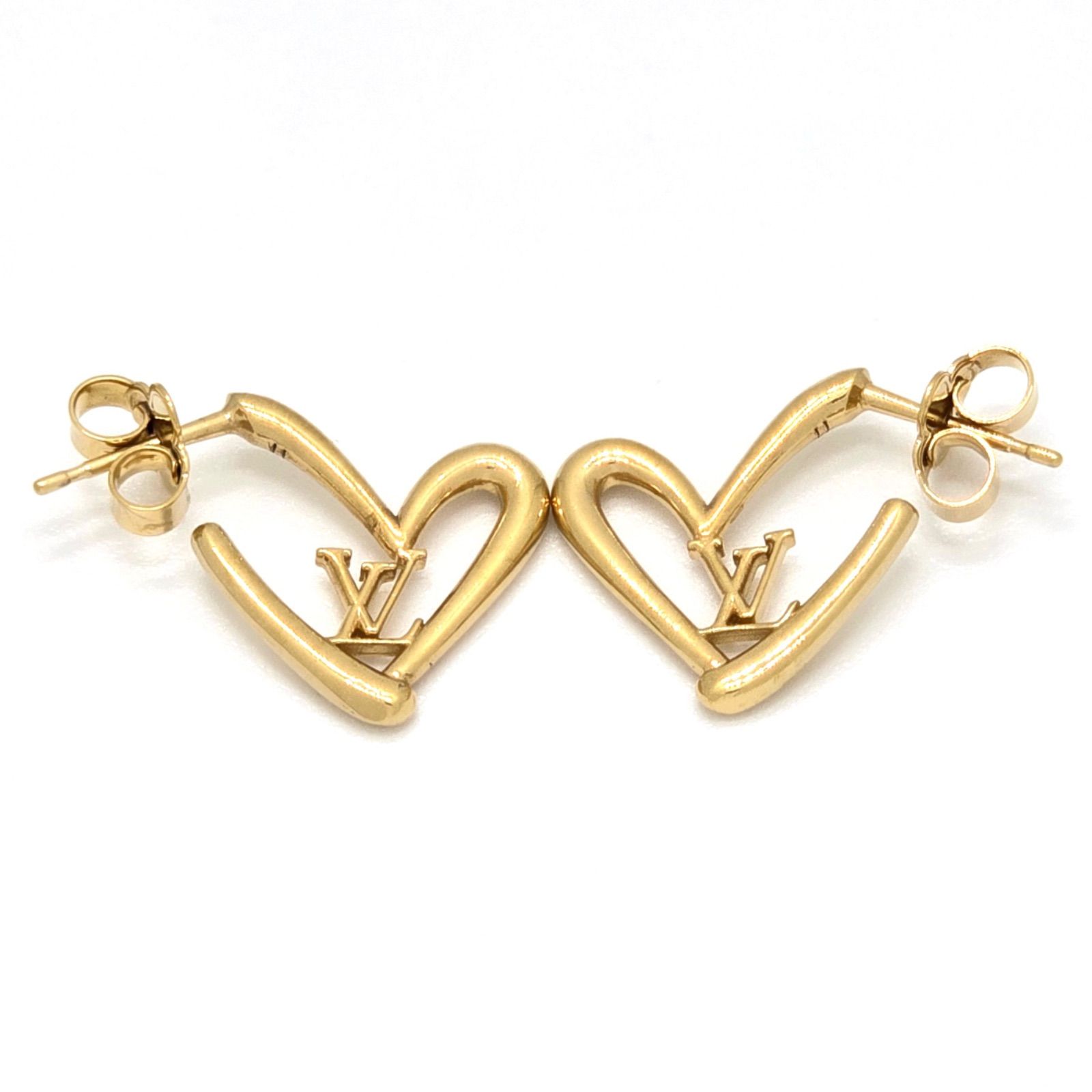 LOUIS VUITTON ゴールドハートピアス LOUIS VUITTON ルイヴィトン ピアス レディース LVハート M01020