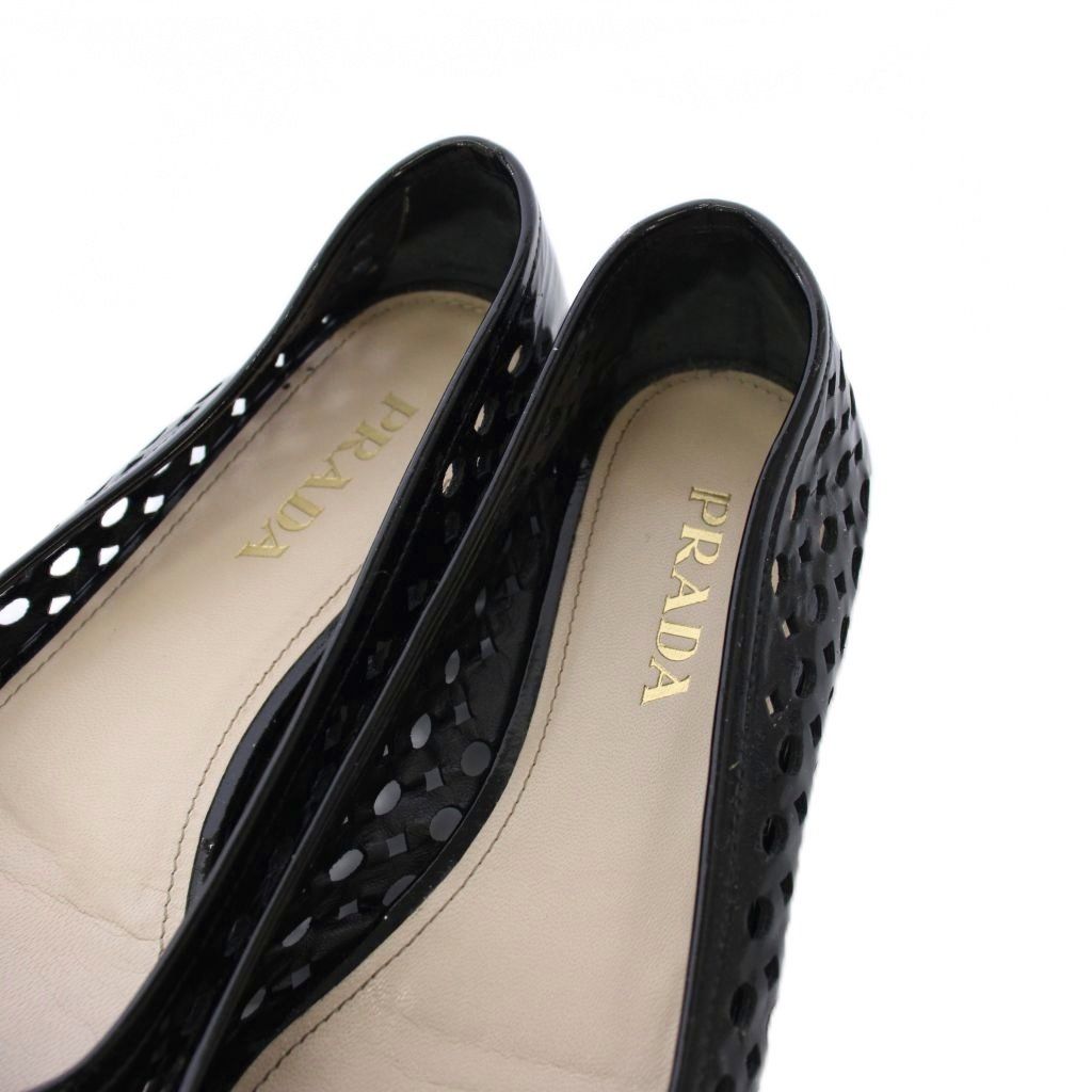 プラダ PRADA バレエシューズ フラットシューズ エナメル リボン