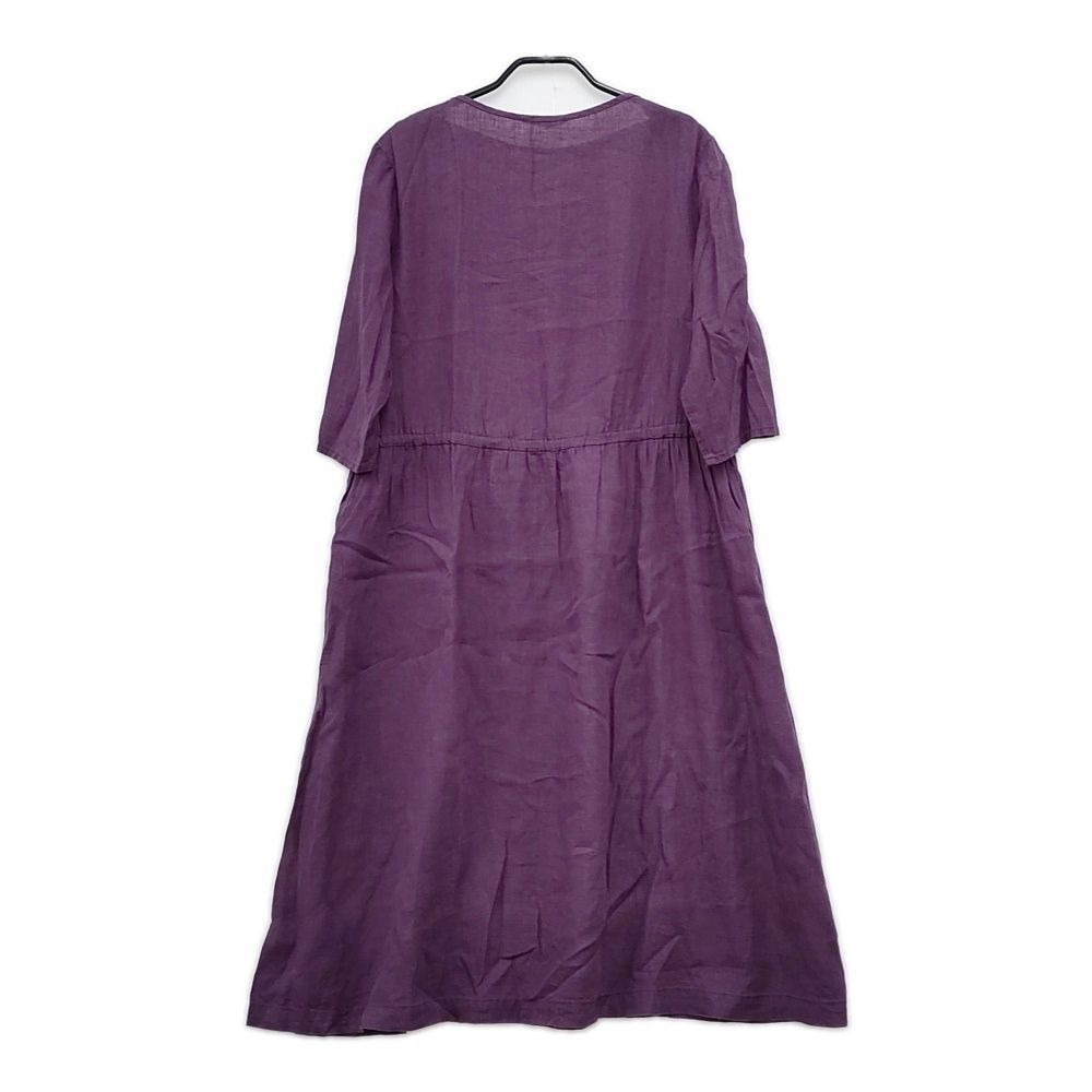 fog linen work リネン　ロング　ワンピース　パープル　半袖 fog linen work 「fog work」 長袖ワンピース - パープル
