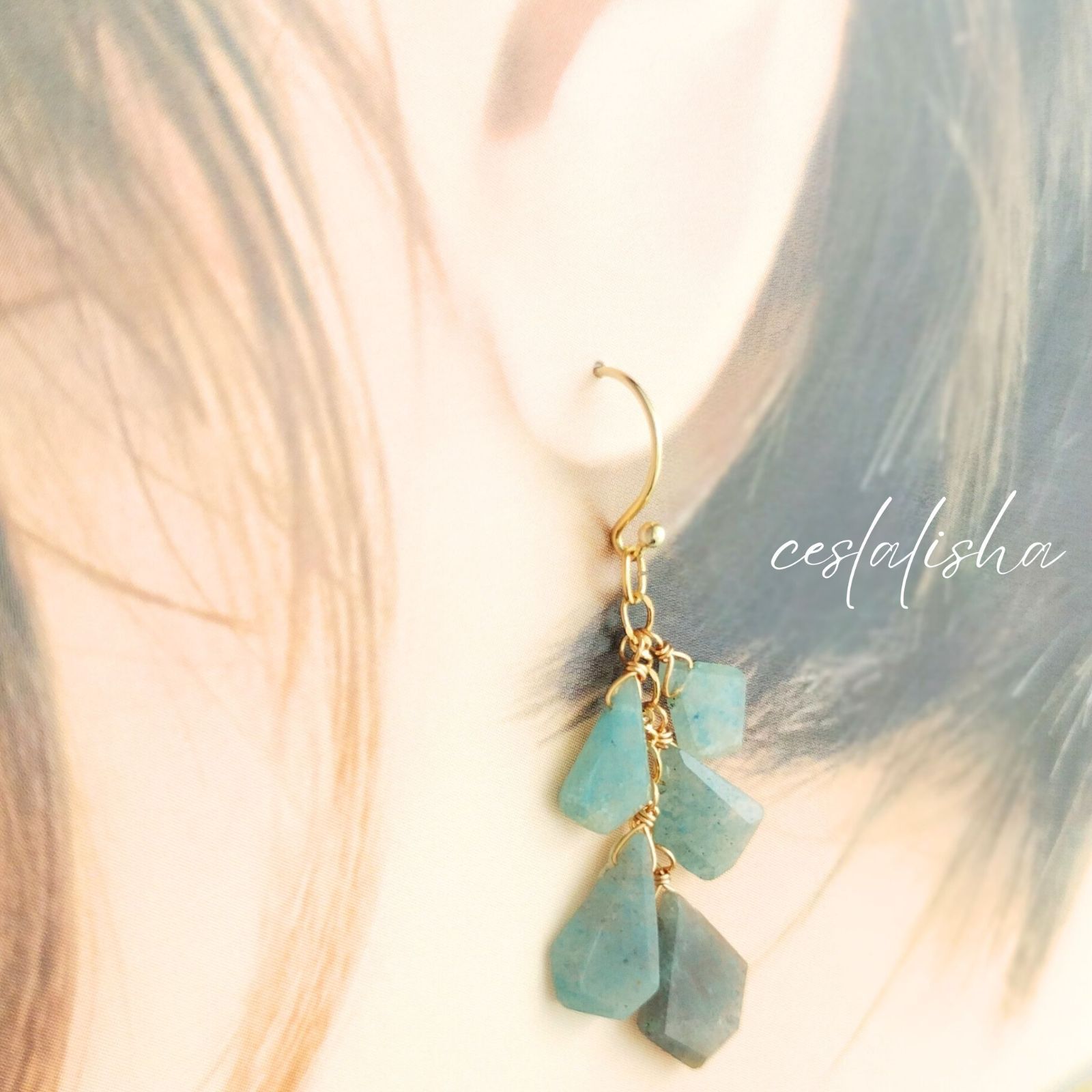 14kgf トロレアイト一粒ピアス