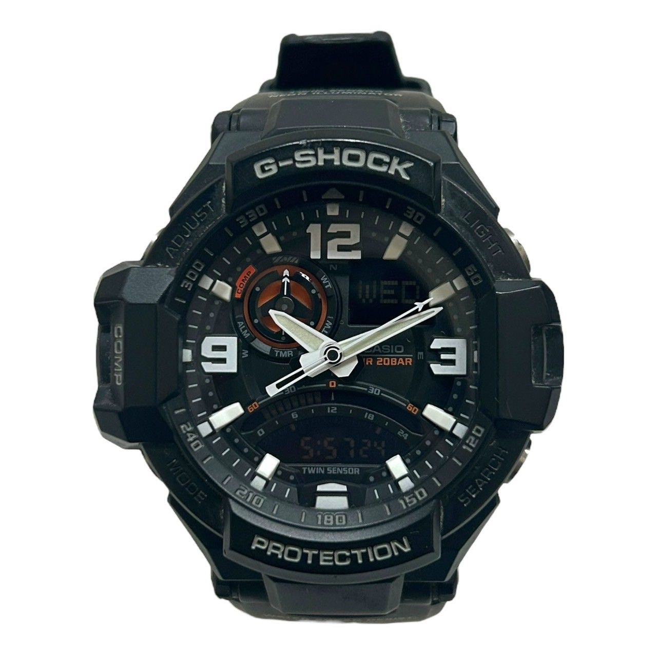 CASIO (カシオ) G-SHOCK Gショック SKY COCKPIT スカイコックピット デジアナ腕時計 クオーツ ワールドタイム  GA-1000 ブラック×オレンジ メンズ/036 - メルカリ